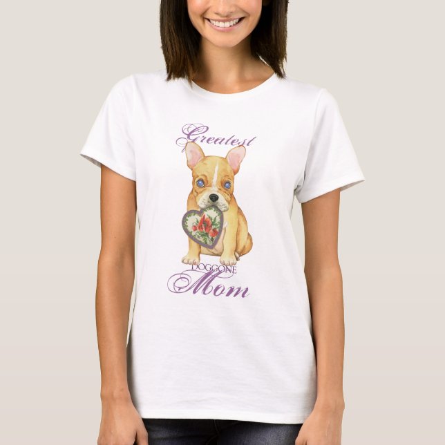 T-shirt French Bulldog Heart Maman (Devant)