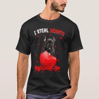 T-shirt French Bulldog I Steal Heart Cute Chien Hug Heart 