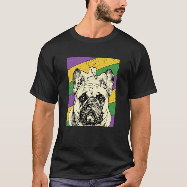 T-shirt French Bulldog Jester Mardi Gras Dog Mom or Dad (Devant)