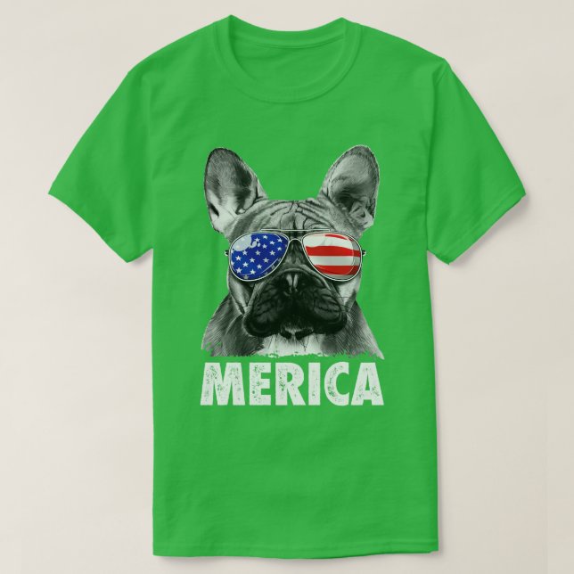 T-shirt French Bulldog Merica 4 juillet pour hommes Femmes (Design devant)