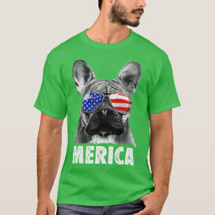 T-shirt French Bulldog Merica 4 juillet pour hommes Femmes
