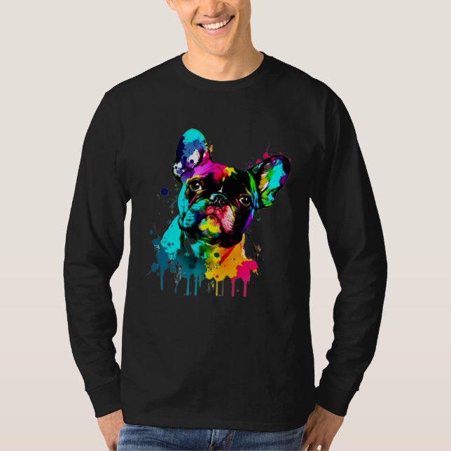 T-shirt French Bulldog Paint Splatter Frenchie  Splatter (Devant)