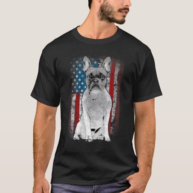 T-shirt French Bulldog Patriotic USA Flag for Frenchie Own (Devant)