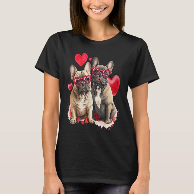 T-shirt French Bulldog Puppy Valentine French Bulldog  For (Devant)