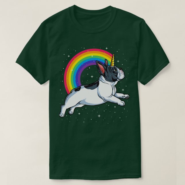 T-shirt French Bulldog Rainbow Unicorn pour hommes femmes  (Design devant)