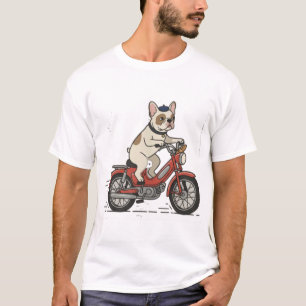 T-shirt French Bulldog sur un vieux cyclomoteur rouge – jo