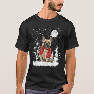 T-shirt French Bulldog Under Moonlight Snow Christmas Paja
