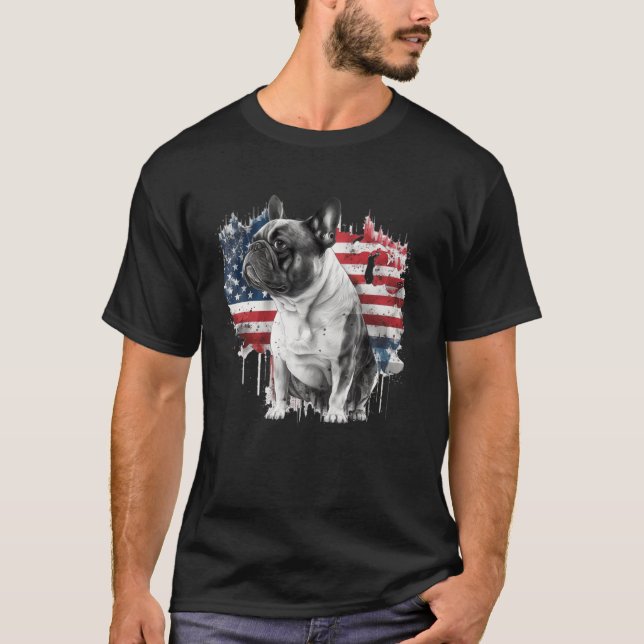 T-shirt French Bulldog with the American Flag (Devant)