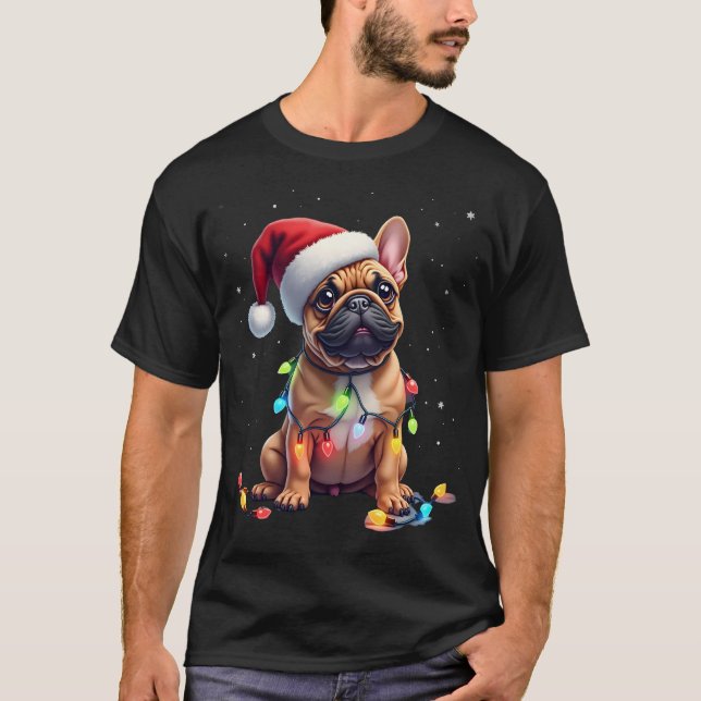 T-shirt French Bulldog Xmas Lighting Santa French Bulldog  (Devant)