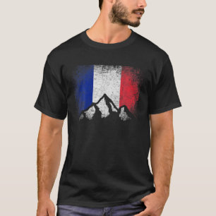 T-shirt French France Flag Mountain Ski