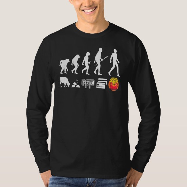 T-shirt French Fries Evolution Fryer Fast Food Barbecue (Devant)