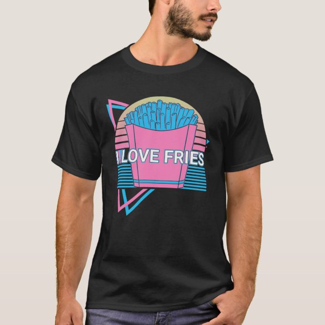 T-shirt French Fries Retro I Love Fries (Devant)