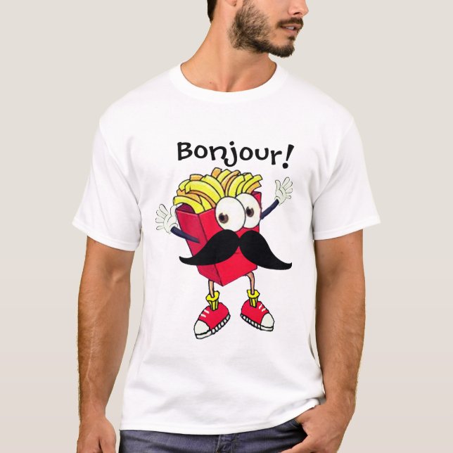 T-shirt "French Fries", Trending Word Bonjour (Devant)