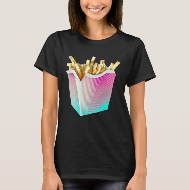 T-shirt French Fries Vaporwave Retrowave Aesthetic (Devant)