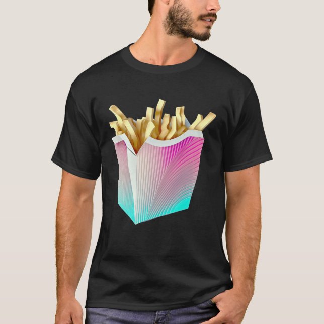 T-shirt French Fries Vaporwave Retrowave Aesthetic (Devant)