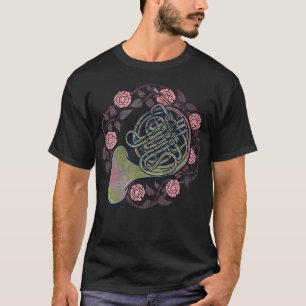 T-shirt French Horn Art Band Classe Musique Rose