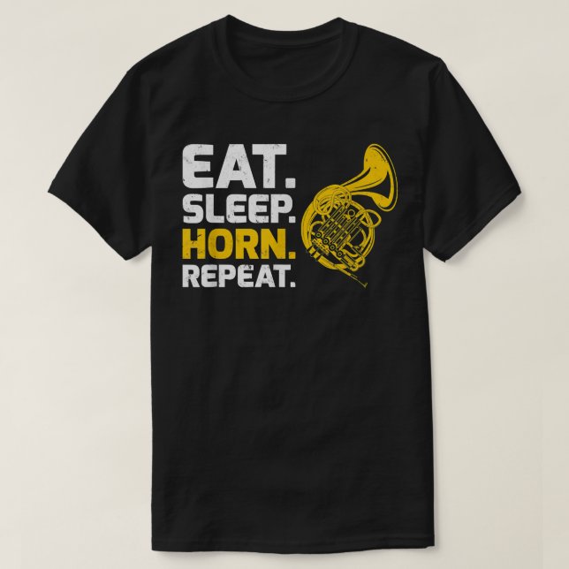 T-shirt French Horn Music Mange Sleep Horn Repeat4 (Design devant)