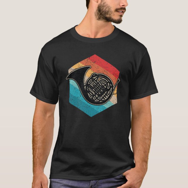T-shirt French Horn Music Retro Grunge (Devant)