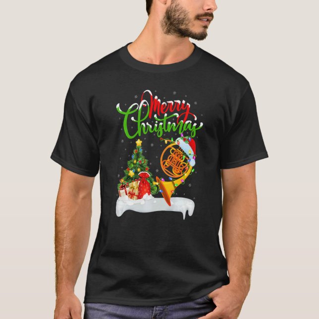 T-shirt French Horn  Xmas Decorations French Horn Christma (Devant)