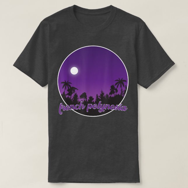 T-shirt french polynesia By night with Palms  (Design devant)