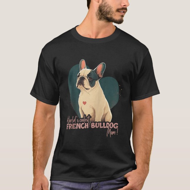 T-shirt Frenchbulldog Avec Coeur Décor Français Dogmaman (Devant)