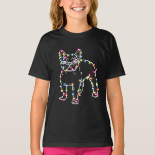 T-shirt Frenchie avec les lumières de Noël Joyeux Noël