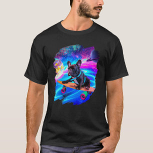 T-shirt Frenchie Bouledogue Français Skateboard Espace Rét