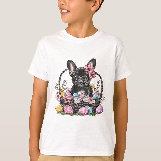 T-shirt Frenchie Chien de Pâques Frenchie Chien Œufs Créat (Devant)