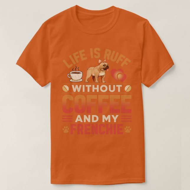 T-shirt Frenchie Chien Et Café (Design devant)