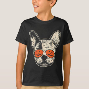 T-shirt Frenchie en lunettes de citrouille - Bouledogue fr