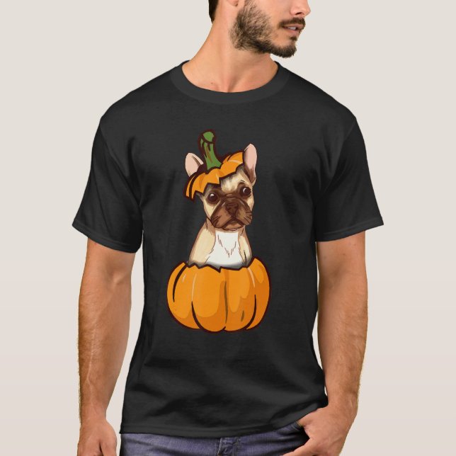 T-shirt Frenchie Funny French Bulldog in Pumpkin Thanksgiv (Devant)