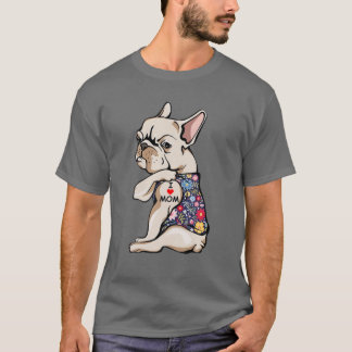 T-shirt Frenchie I Love Mom Funny French Bulldog Tattooé