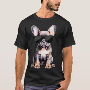 T-shirt Frenchie Puppy porte des lunettes de soleil