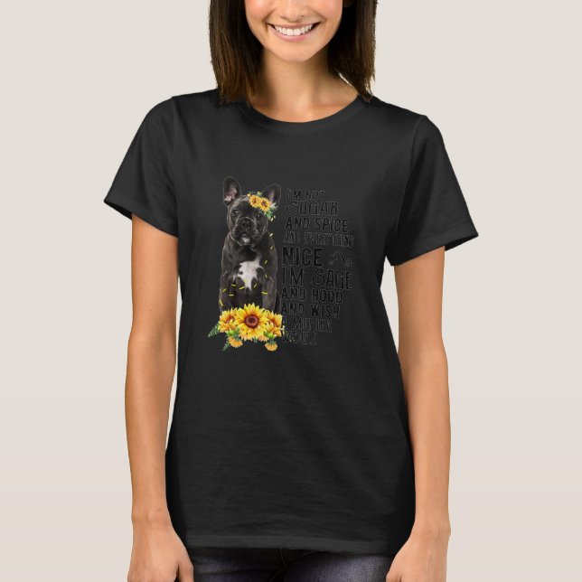 T-shirt Frenchie Sunflower Chien français (Devant)