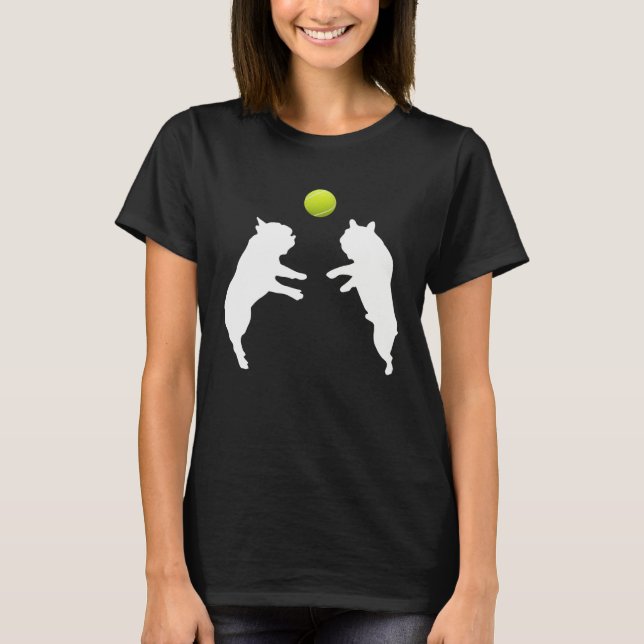 T-shirt Frenchie Tennis French Bulldog Puppy Playing Ball (Devant)