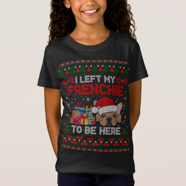 T-Shirt Frenchie Vilain Noël Drôle Français Chien Vilain X (Devant)