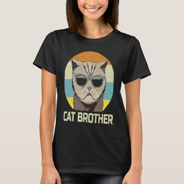 T-shirt Frère Chat Graphique Rétro Garçons Hommes (Devant)