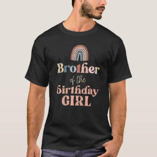 T-shirt Frère d'anniversaire fille Boho Rainbow Party Retr