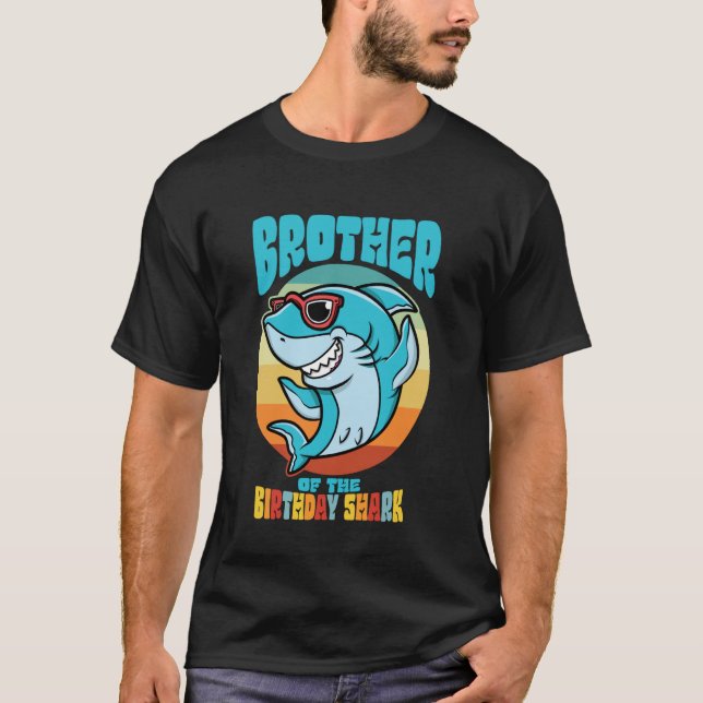 T-shirt Frère de la fête d'anniversaire de requins enfants (Devant)