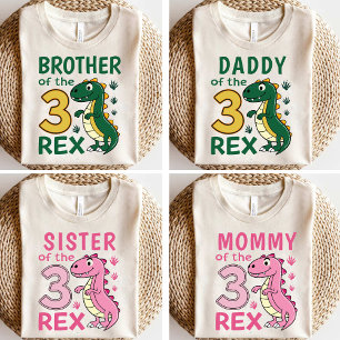 T-shirt Frère de la fête d'anniversaire du dinosaure Three