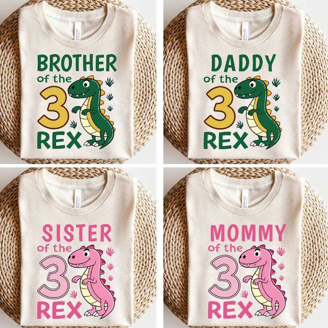T-shirt Frère de la fête d'anniversaire du dinosaure Three (Brother of the Three-Rex Dinosaur Birthday Party T-Shirt)
