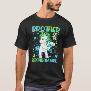 T-shirt Frère de la fille d'anniversaire Flossing Unicorn 