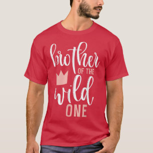 T-shirt Frère de la fille sauvage 1er anniversaire rose Fi