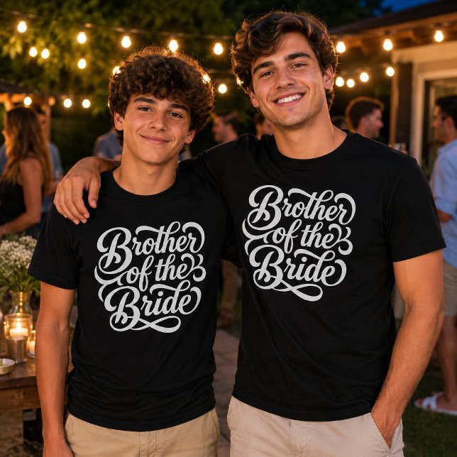 T-shirt Frère de la mariée Célébration de mariage (You can adjust the size of the text and change the color as you please.)