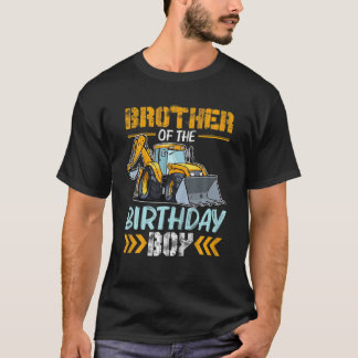 T-shirt Frère De L'Anniversaire Boy Construction Excavateu