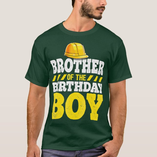 T-shirt Frère de l'Anniversaire Boy Construction Party (Devant)