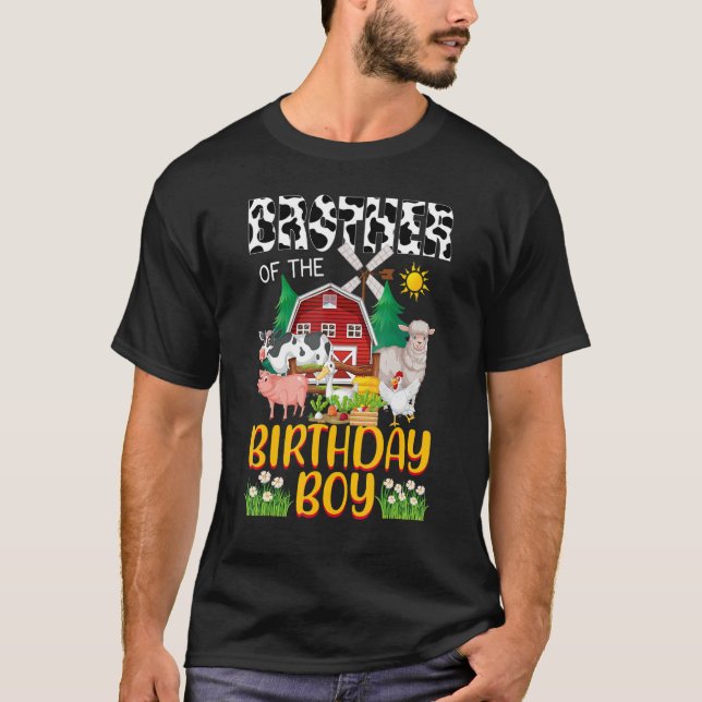 T-shirt Frère De L'Anniversaire Boy Cow Farm Barnyard Matc (Devant)