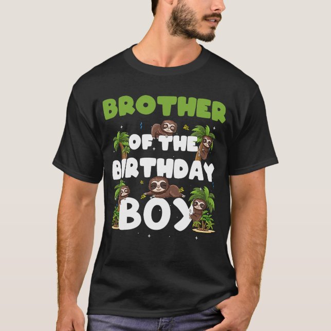 T-shirt Frère De L'Anniversaire Boy Sloth Boy Party Famill (Devant)