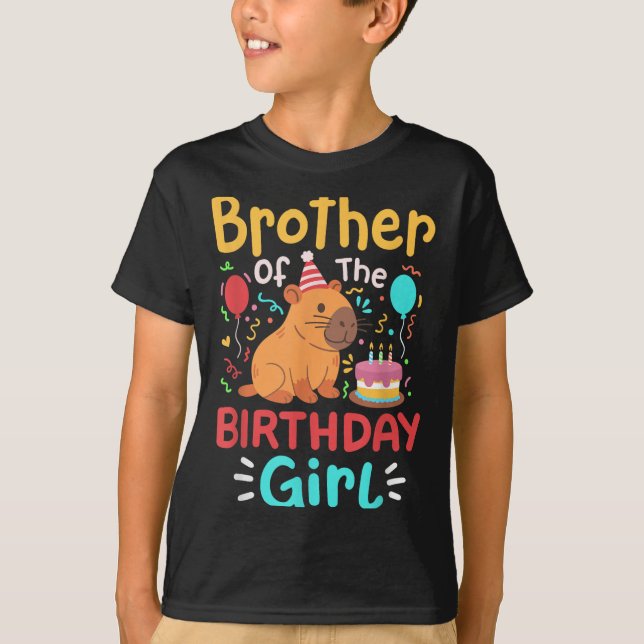T-shirt Frère De L'Anniversaire Fille Capybara Famille Ann (Devant)
