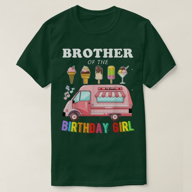 T-shirt Frère De L'Anniversaire Fille Crème Glace Annivers (Design devant)